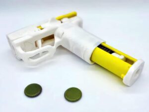 FDM 3D Printed PLA Toy Gun Shooting Bottle Caps