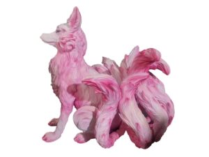 SLA 3D Printed Large-format Pink Nine-tail Fox Resin Statue