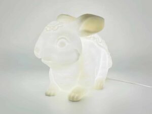 SLA 3D Printed White Opaque Rabbit Lamp for Mid-Autumn Festival