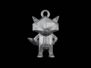 BinderJet 3D Printed SS316L Henry the Fox Mascot Miniature