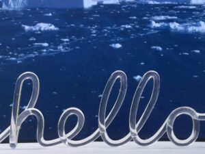 SLA 3D Printed Apple Liquid Glass Hello Ornament