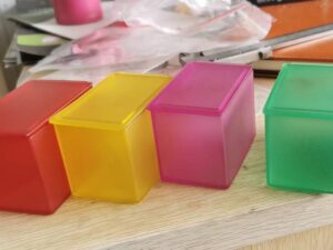 SLA 3D Printed Frosted & Dyed Clear Resin Parts