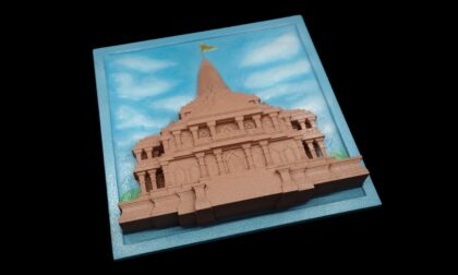 ColorJet 3D Printed Sandstone Temple Relief Multicolor Finish