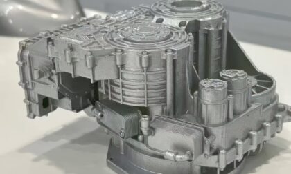 SLA 3D Printed and Silver-Finished Automotive Transmission Housing Model