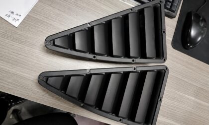 SLA 3D Printed Rear Quarter Window Louver Vent for a Track Car