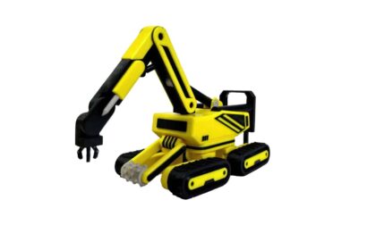 FDM 3D Printed Yellow Excavator Model