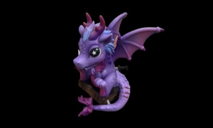 WJP 3D Printed Purple Dragon Character Figurine