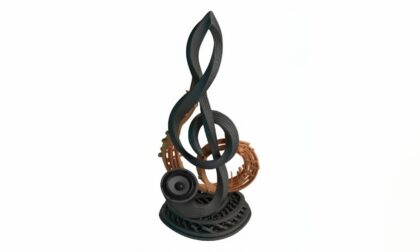 Binder Jet Sand 3D Printed Treble Clef Speaker Sculpture