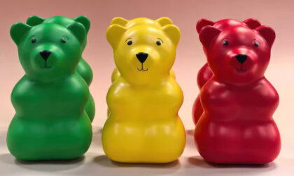 SLA 3D Printed Gummy Bear Statues with Pearlescent Candy Finish