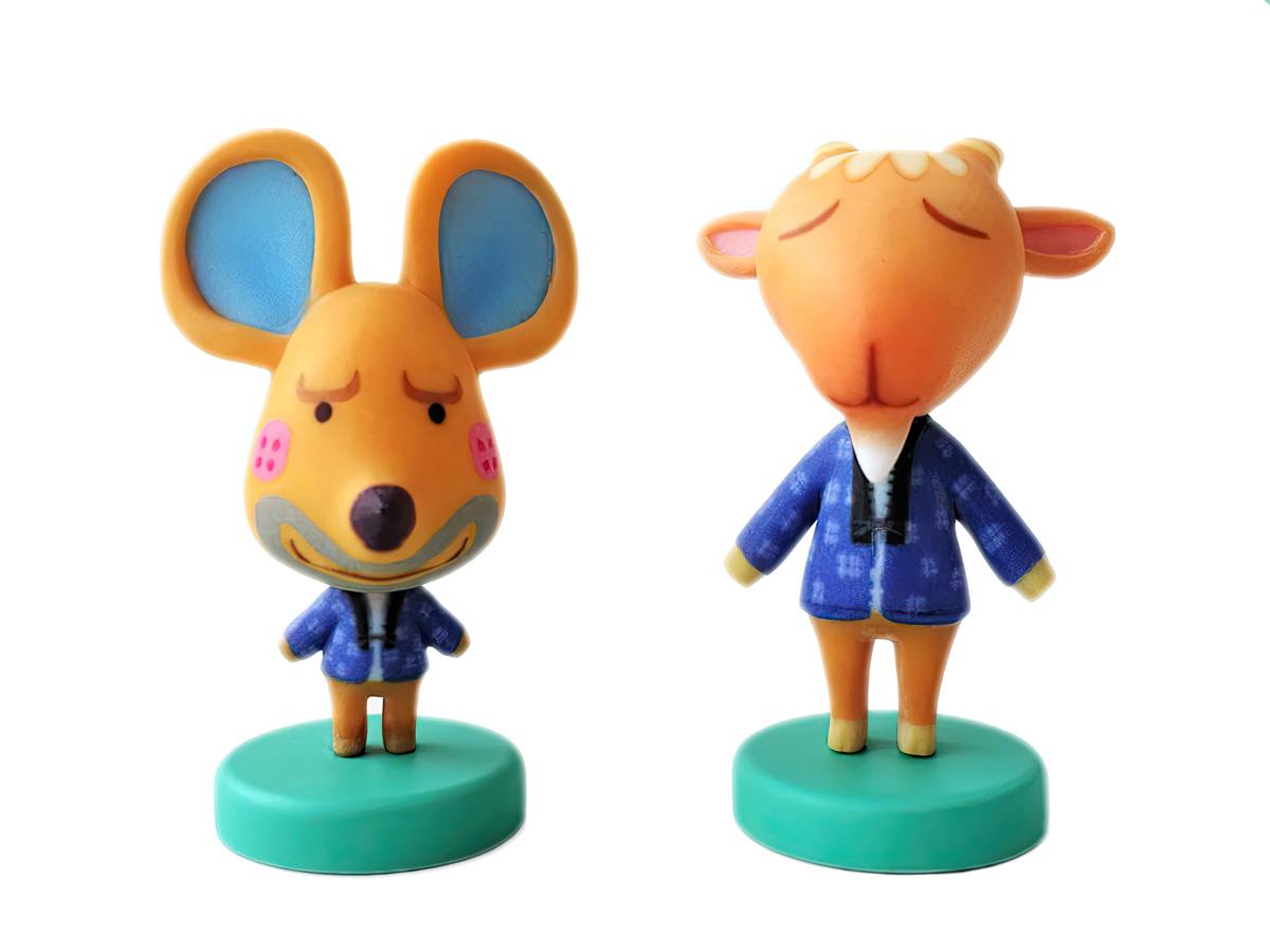 As for the Animal Crossing colorful miniatures we have printed for a client, OBJ & MTL &  PNG files were applied. 