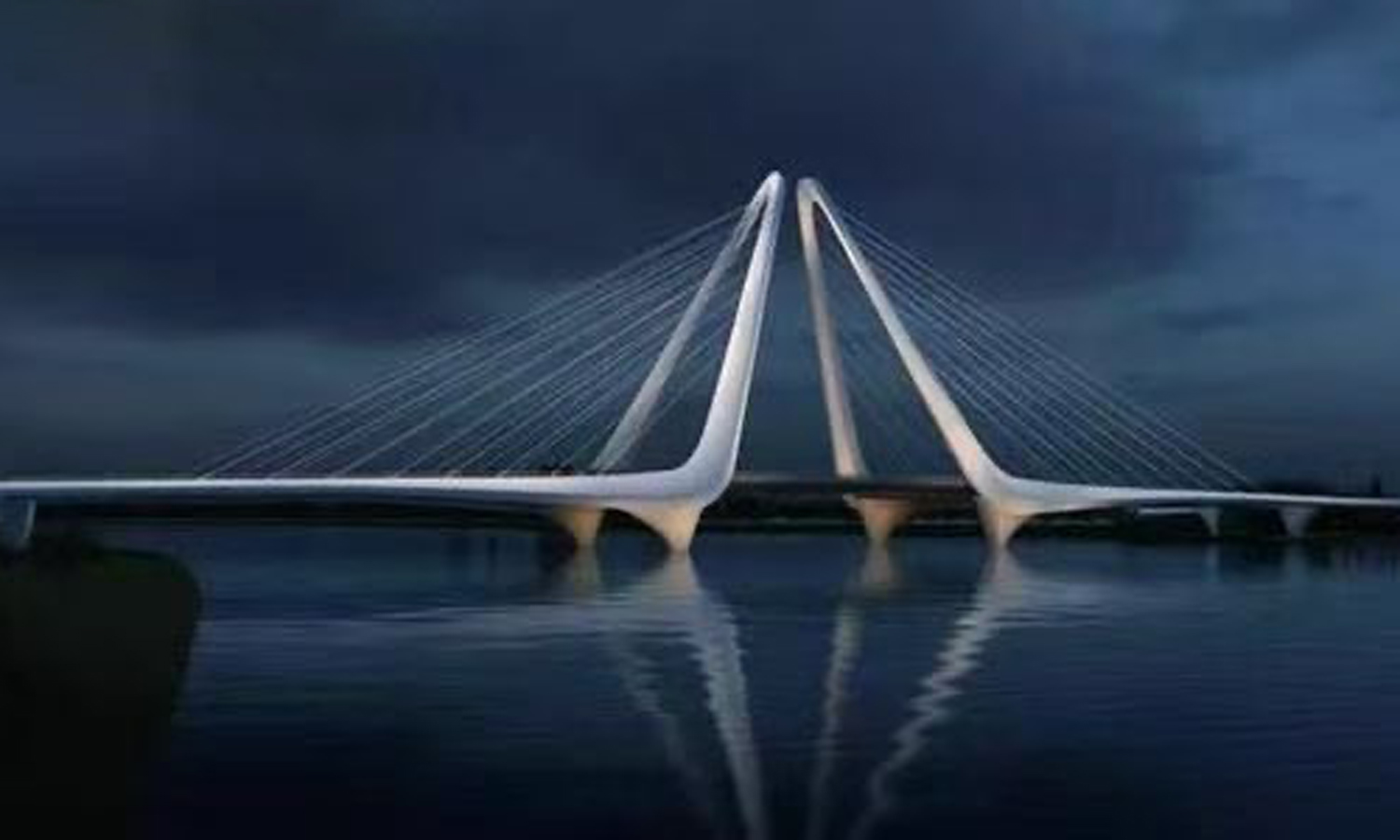 Cable-stayed bridge isometric blueprints Vector Image