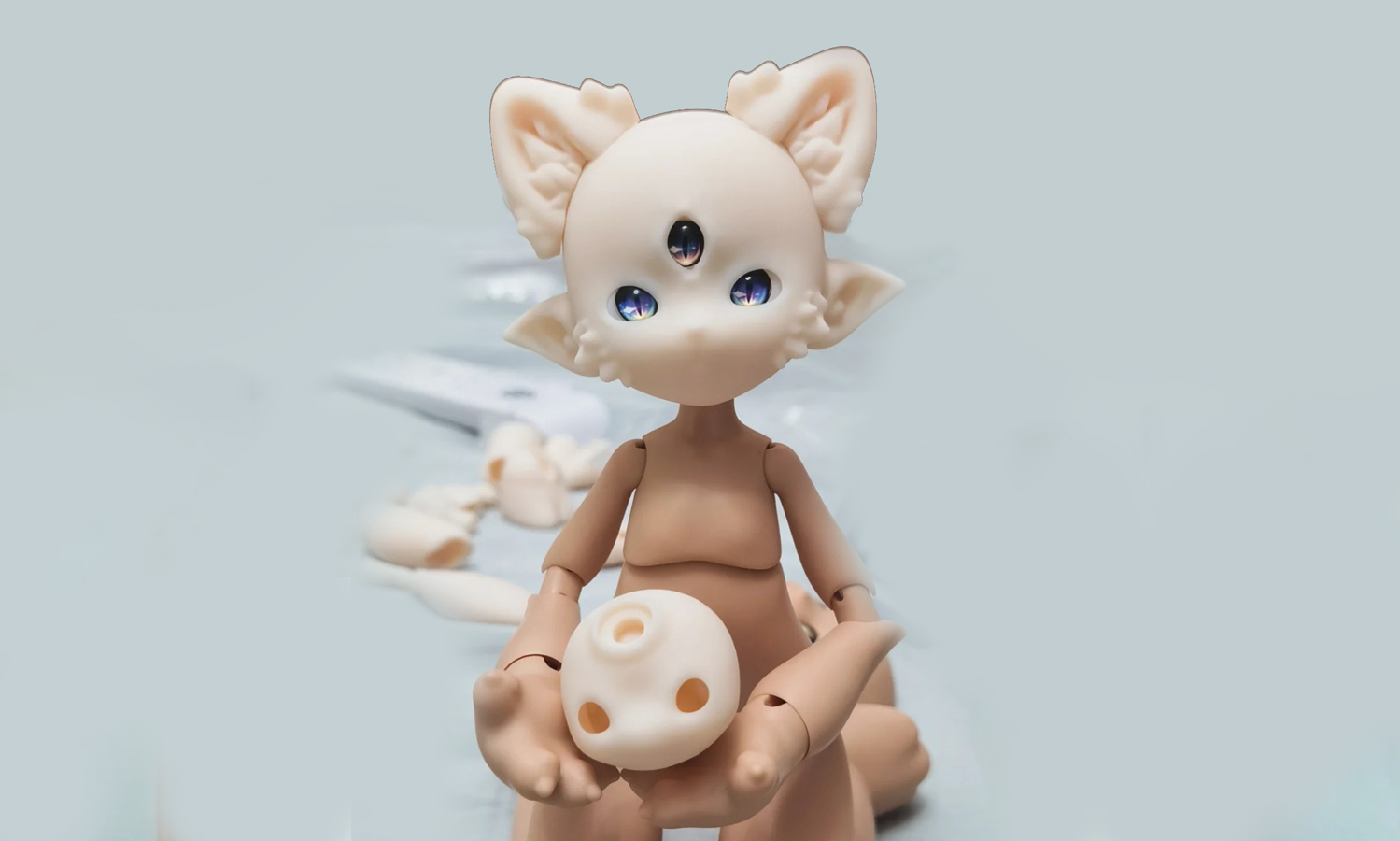 Normal kage hierarki SLA 3D Printed Cartoon Cat with a Divine Eye Resin BJD Doll - FacFox